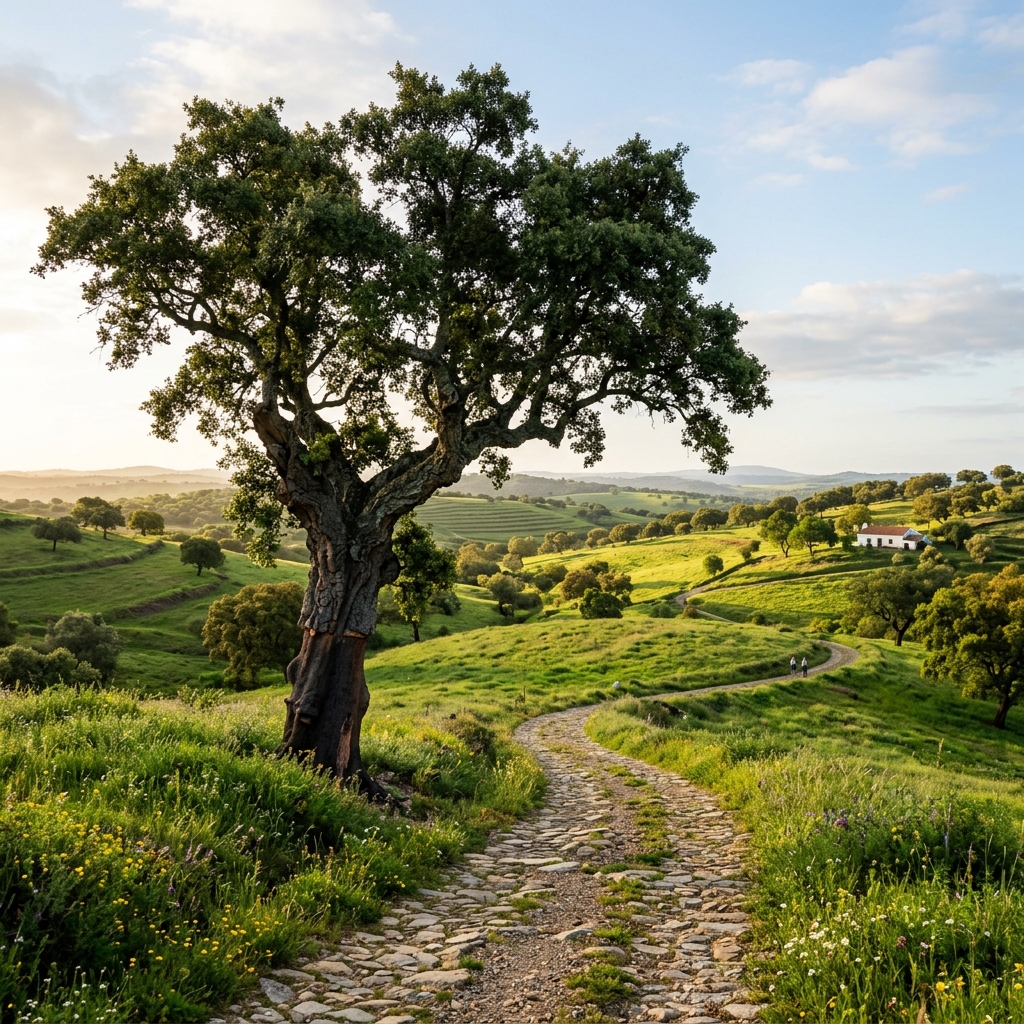 Ancient Olive Tree and Stone Wall